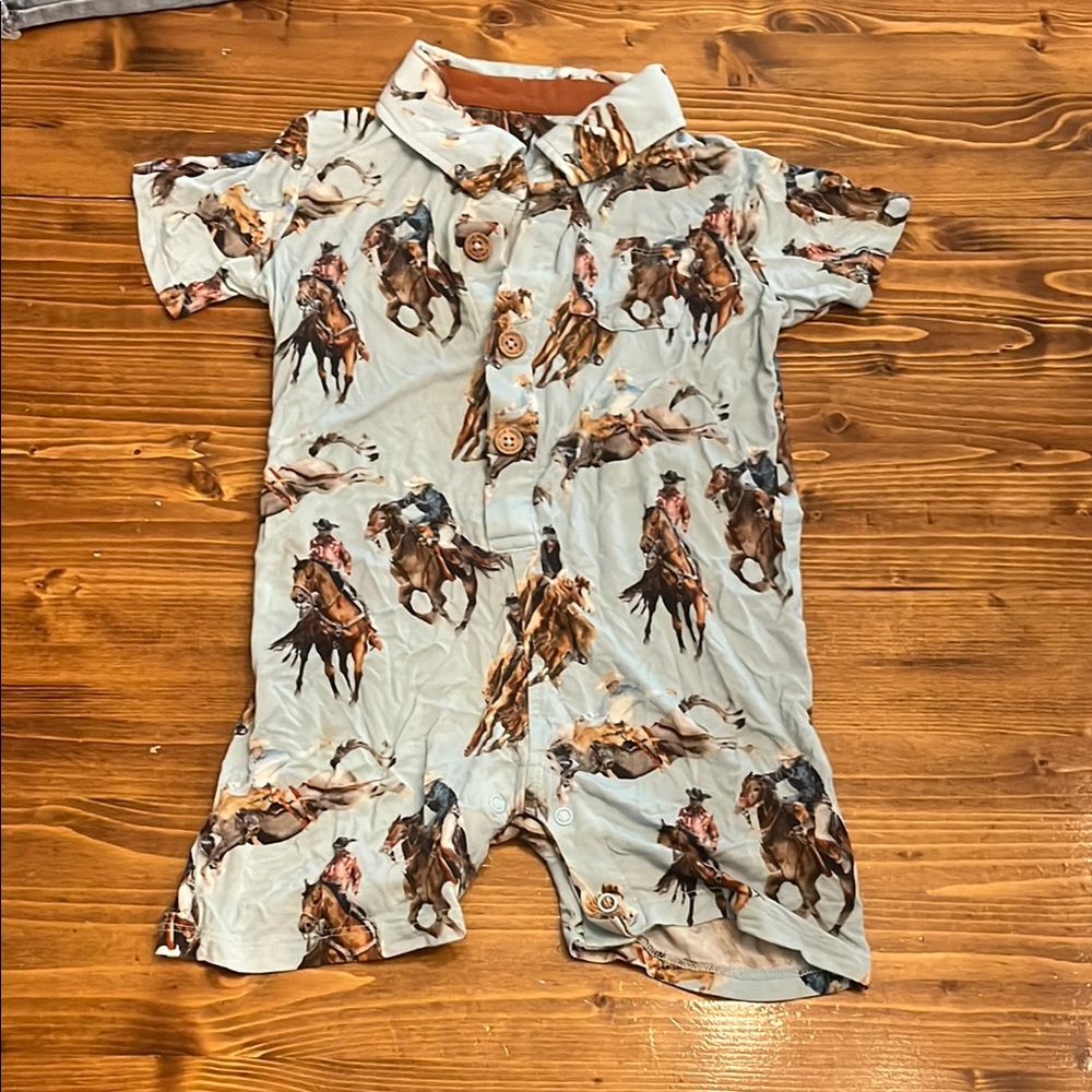 Posh peanut Cowboy Print Baby Romper 2t